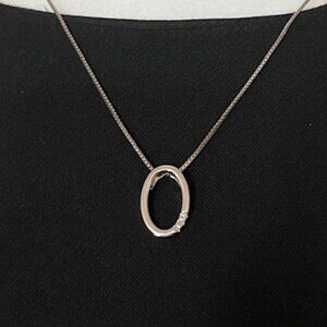 Hot Diamonds Sterling Silver Necklance w/ Oval 3-Diamond Pendant